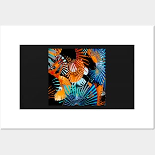 Tropical night abstract digital geometric art Posters and Art